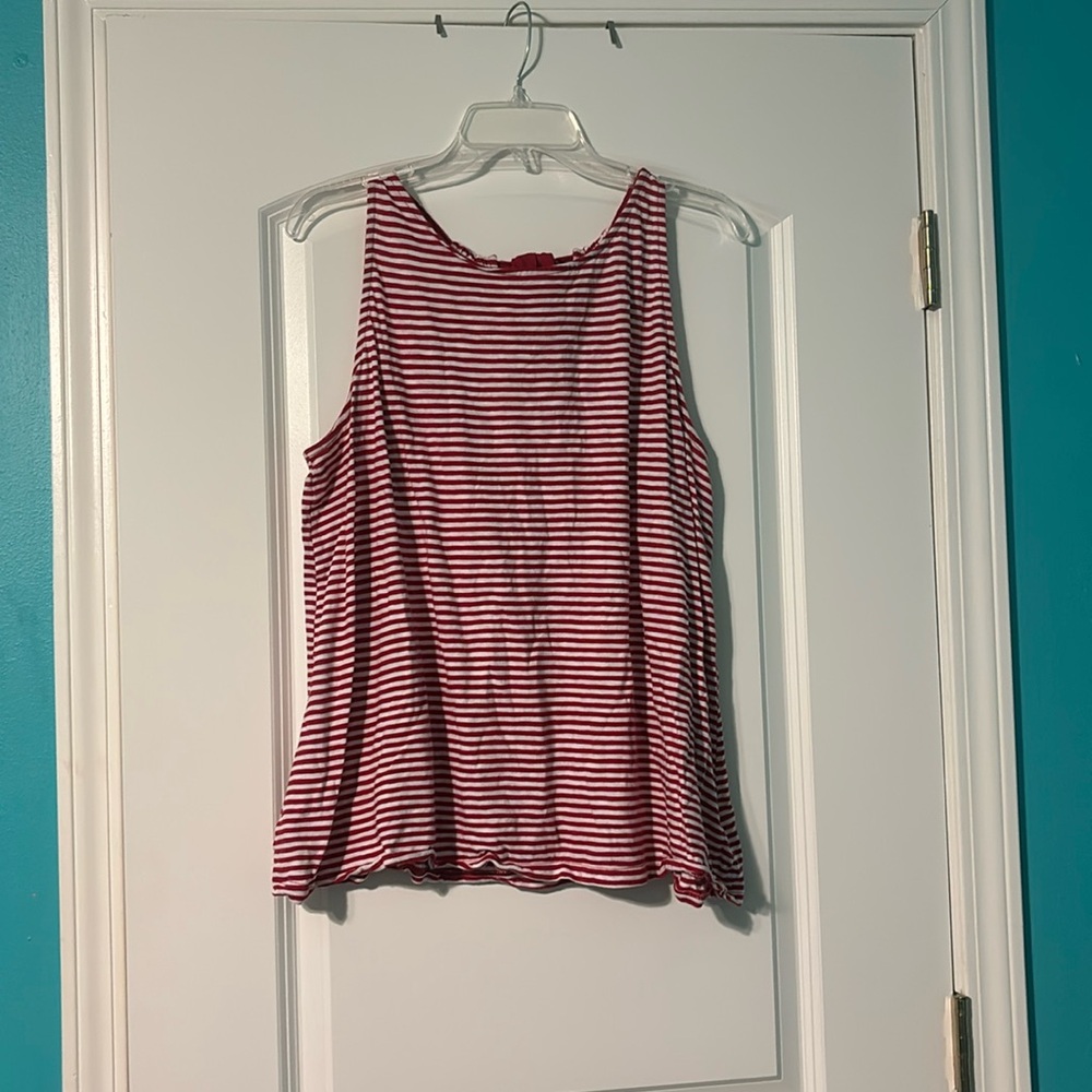 Old Navy sleeveless red and white striped blouse